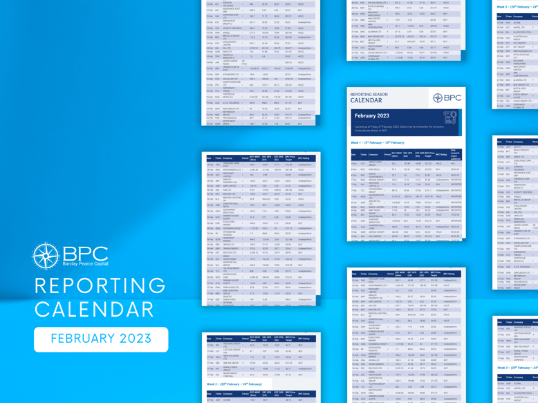BPC Reporting Season Calendar February 2023